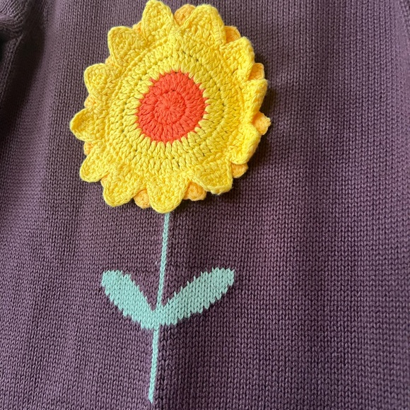 Gymboree Purple Knit Dress with Sunflower Design - Picture 4 of 11